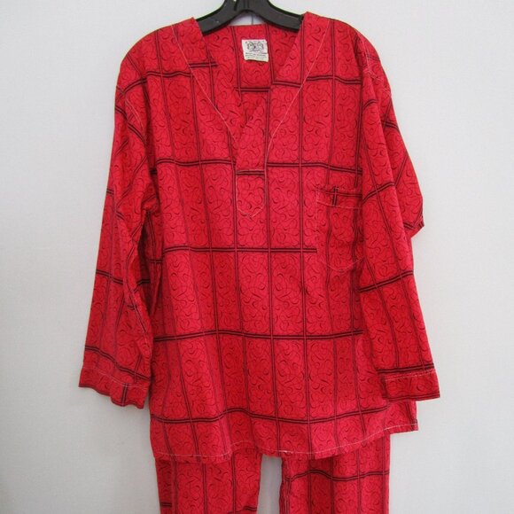 Mens 60s Pajama Set Pullover Shirt Elastic Pant Mid Century Tiki Rockabilly - Picture 16 of 16
